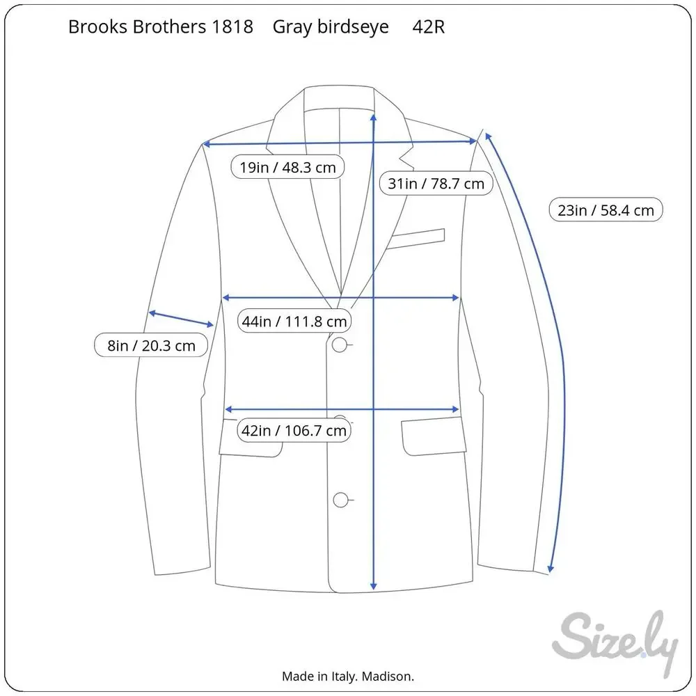 Brooks Brothers 1818 Madison Mens Gray Birdseye 2 Piece Suit 42R Pant 34/30